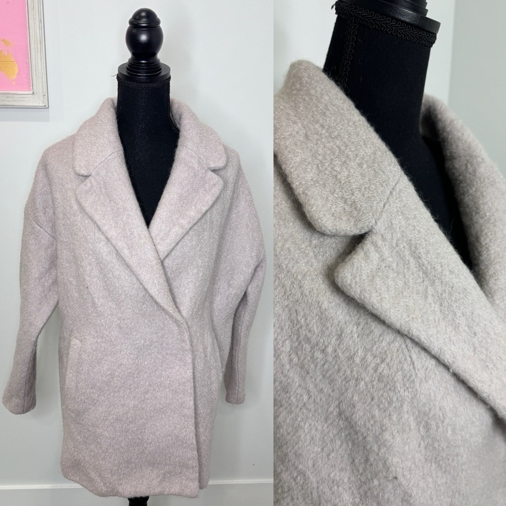 Forever 21 Wool Blend Gray Button Closure Peacoat Women’s Coat (M)